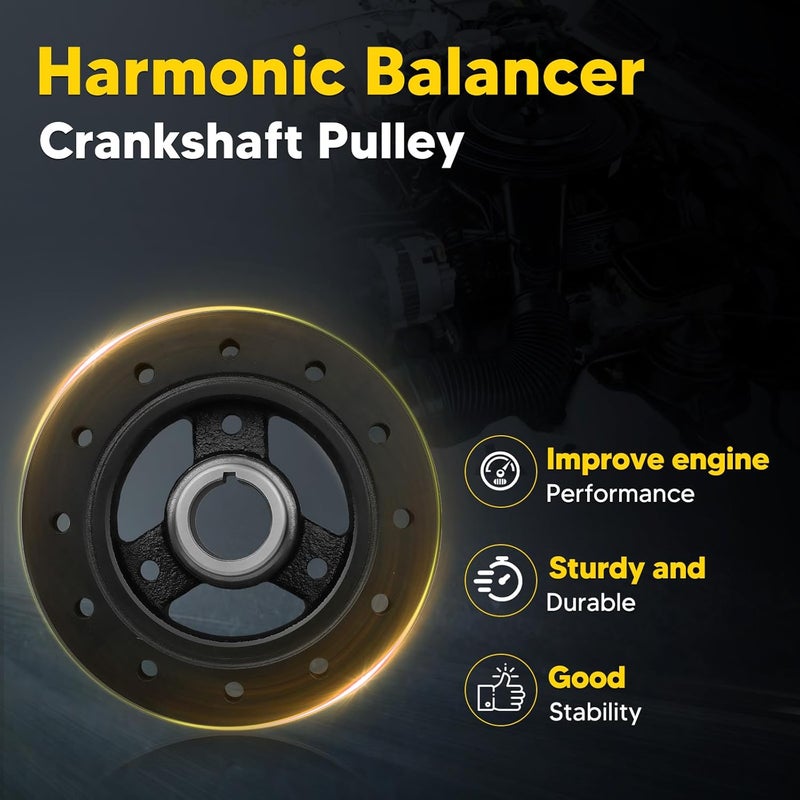 Fexhull 12551537 Engine Harmonic Balancer Fit for Chevrolet GMC Oldsmobile Pontiac Some models 1969-1998, Replace OE 594-012, 14097258, 12551537, 6272221 - Image 2